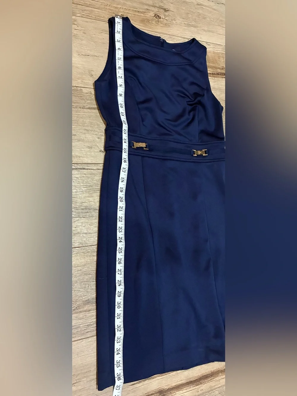 Shelby & Palmer Navy Blue Sleeveless Fit & Flare Dress Size 6 Gold Hardware